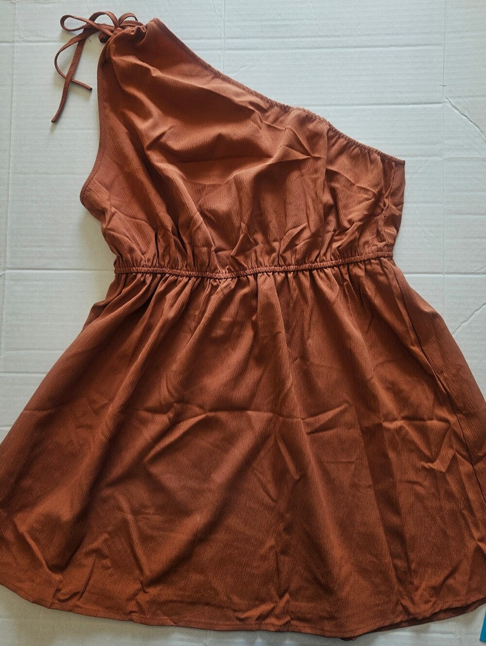 CUPSHE NWT XL Rust One Shoulder Mini Dress Elastic Waist